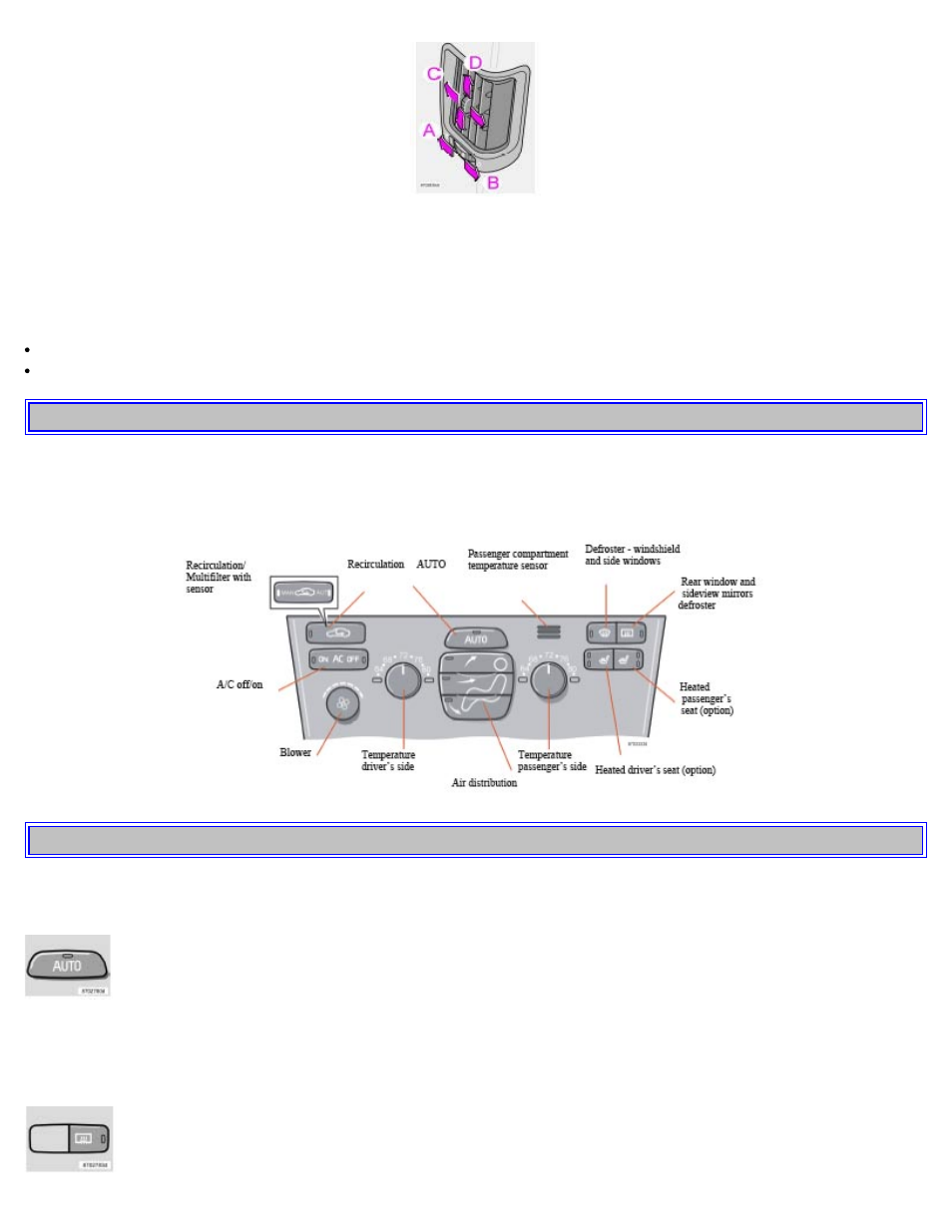Electronic climate control, ecc, Electronic climate control, ecc (contd) | Volvo 2006 S60 User Manual | Page 41 / 132
