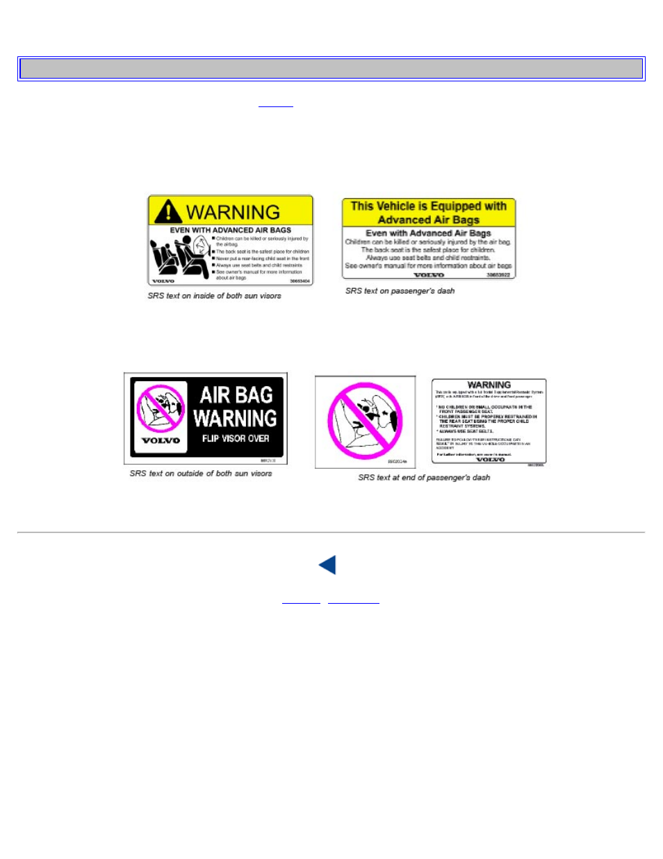 Supplement - safety - airbag labels | Volvo 2005 V70 User Manual | Page 139 / 139