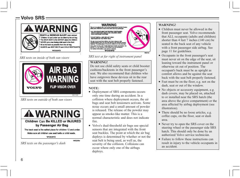 Volvo srs | Volvo 2005 C70 User Manual | Page 12 / 210