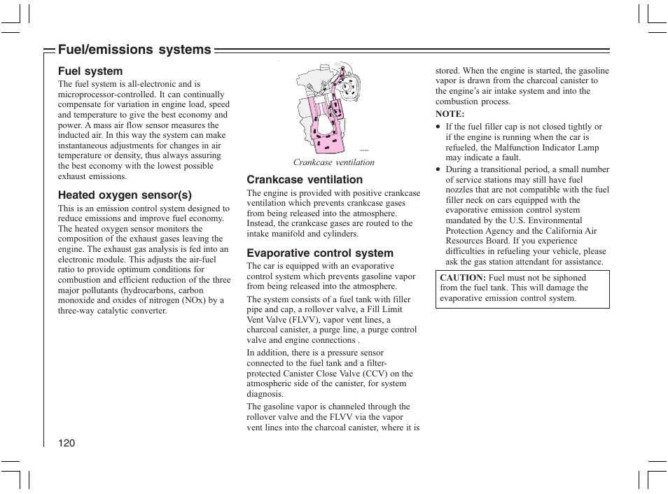 Fuel/emissions systems | Volvo 2005 C70 User Manual | Page 126 / 210