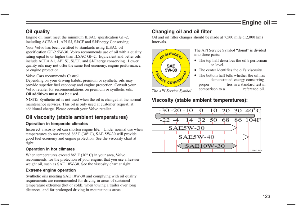 Engine oil | Volvo 2005 C70 User Manual | Page 129 / 210