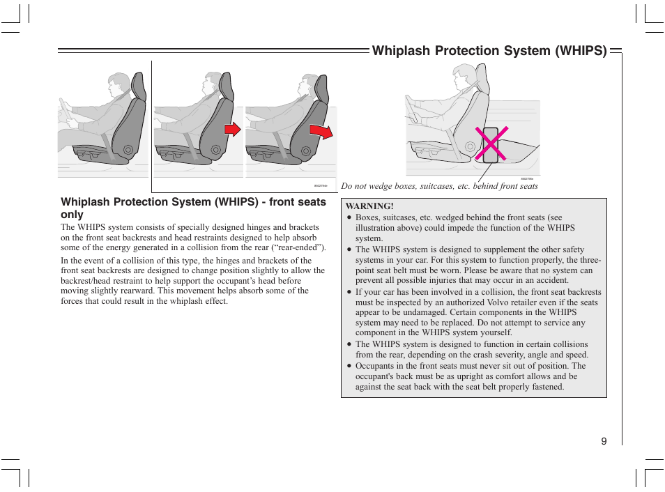 Whiplash protection system (whips) | Volvo 2005 C70 User Manual | Page 15 / 210