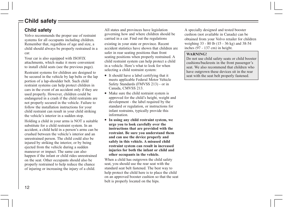 Child safety | Volvo 2005 C70 User Manual | Page 18 / 210