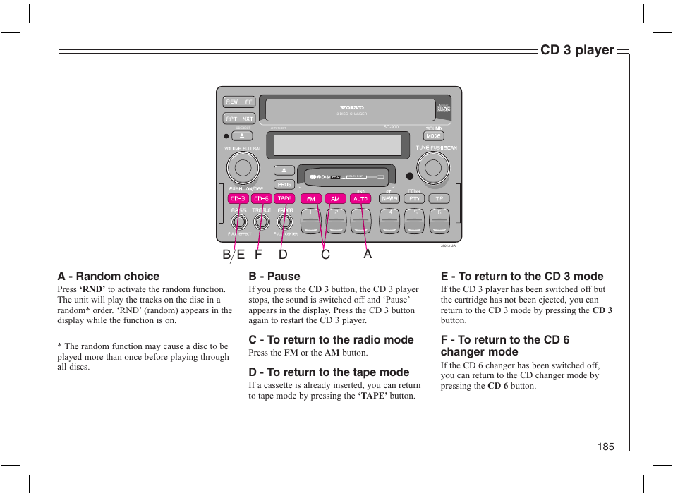 Cd 3 player, Eb f d c | Volvo 2005 C70 User Manual | Page 191 / 210