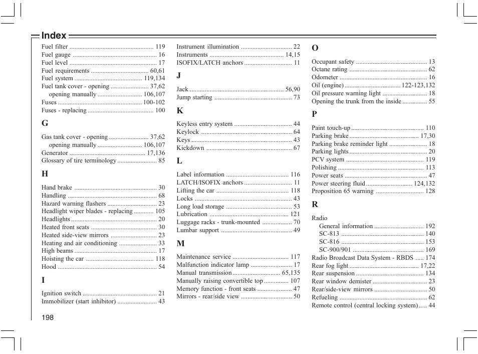 Index | Volvo 2005 C70 User Manual | Page 204 / 210