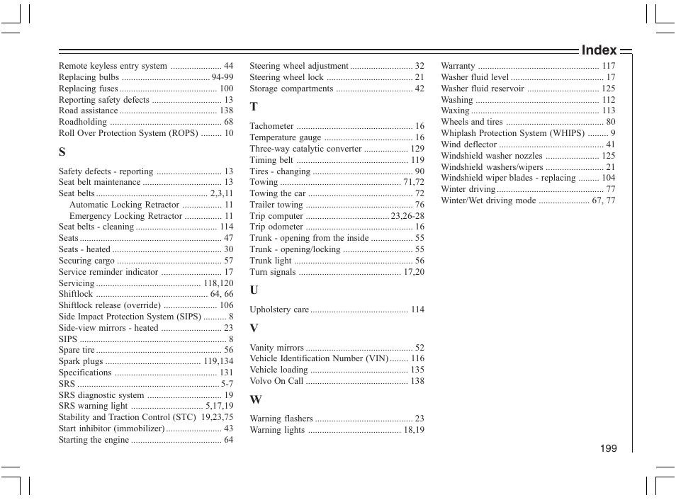 Index | Volvo 2005 C70 User Manual | Page 205 / 210