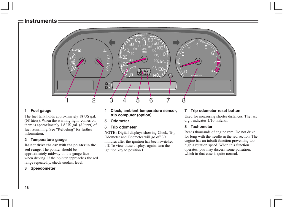 Instruments | Volvo 2005 C70 User Manual | Page 22 / 210