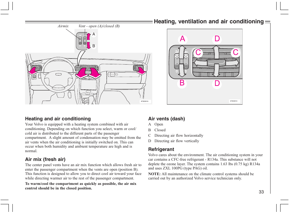 Heating, ventilation and air conditioning | Volvo 2005 C70 User Manual | Page 39 / 210