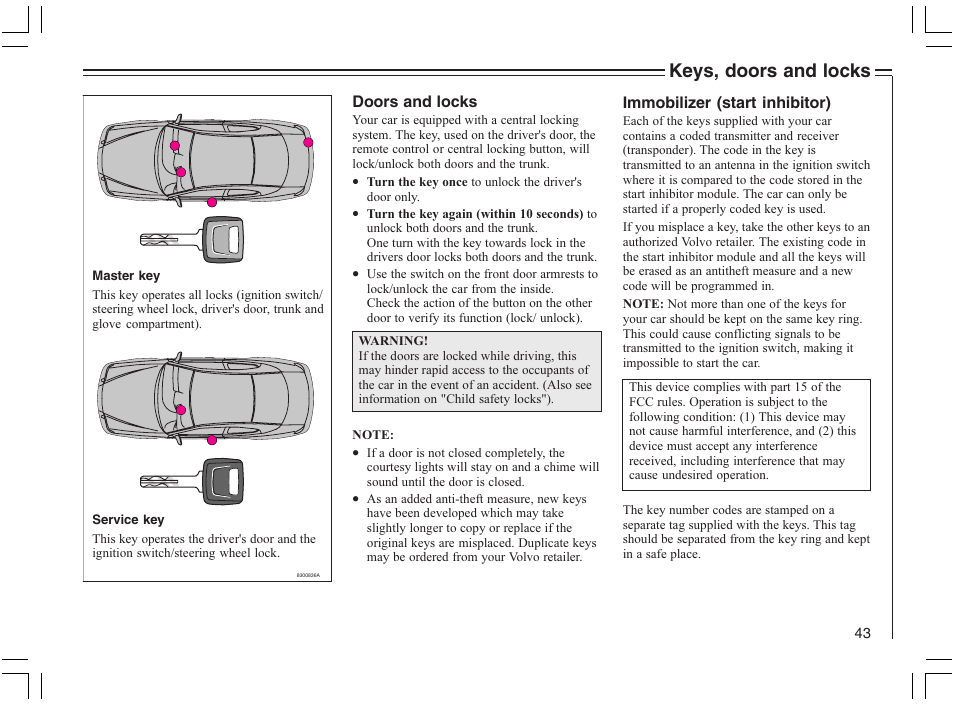 Keys, doors and locks | Volvo 2005 C70 User Manual | Page 49 / 210