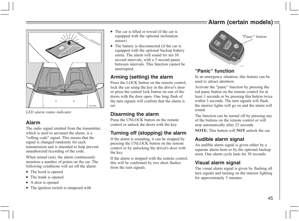 Alarm (certain models) | Volvo 2005 C70 User Manual | Page 51 / 210
