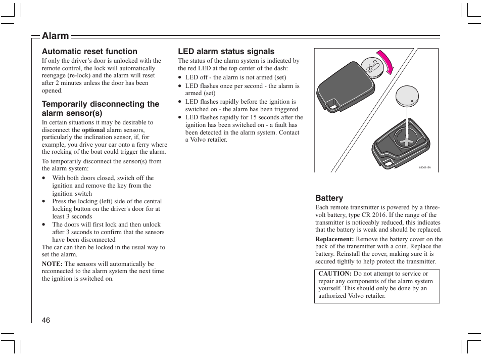 Alarm | Volvo 2005 C70 User Manual | Page 52 / 210