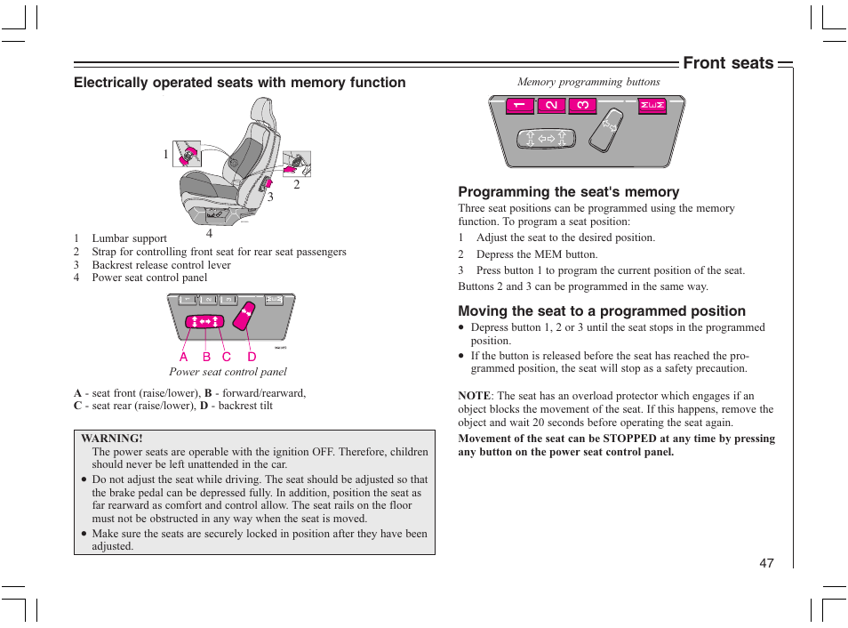 Front seats | Volvo 2005 C70 User Manual | Page 53 / 210