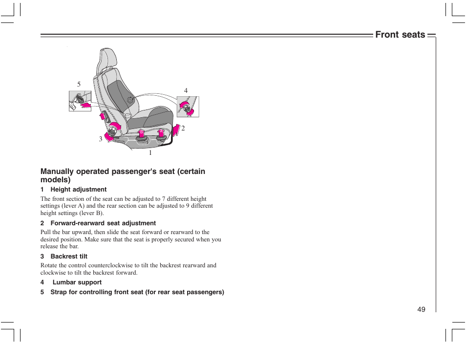 Front seats | Volvo 2005 C70 User Manual | Page 55 / 210