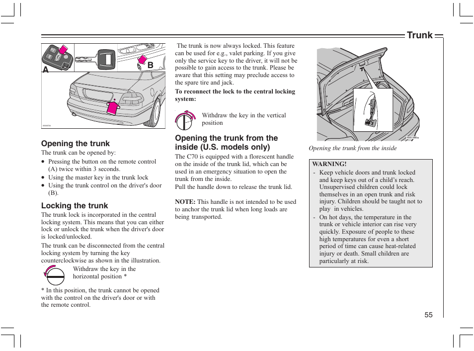 Trunk | Volvo 2005 C70 User Manual | Page 61 / 210