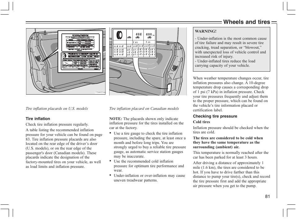 Wheels and tires | Volvo 2005 C70 User Manual | Page 87 / 210