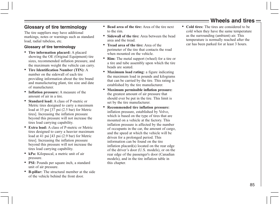 Wheels and tires | Volvo 2005 C70 User Manual | Page 91 / 210