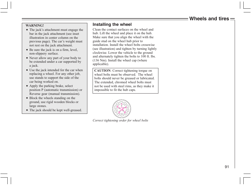 Wheels and tires | Volvo 2005 C70 User Manual | Page 97 / 210