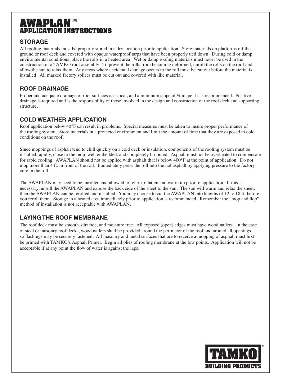Awaplan | TAMKO AWAPLAN User Manual | Page 2 / 4