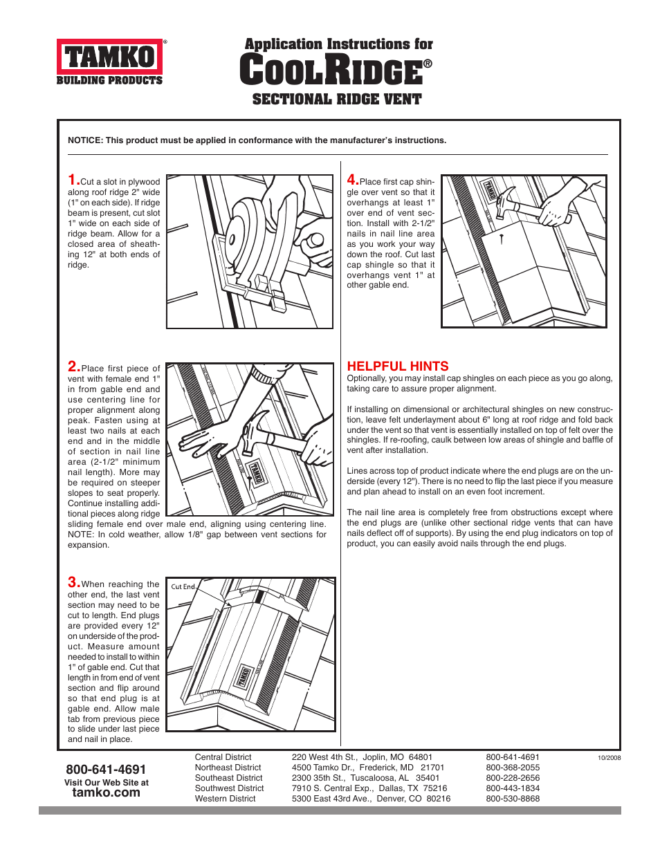 TAMKO COOLRIDGE User Manual | 1 page