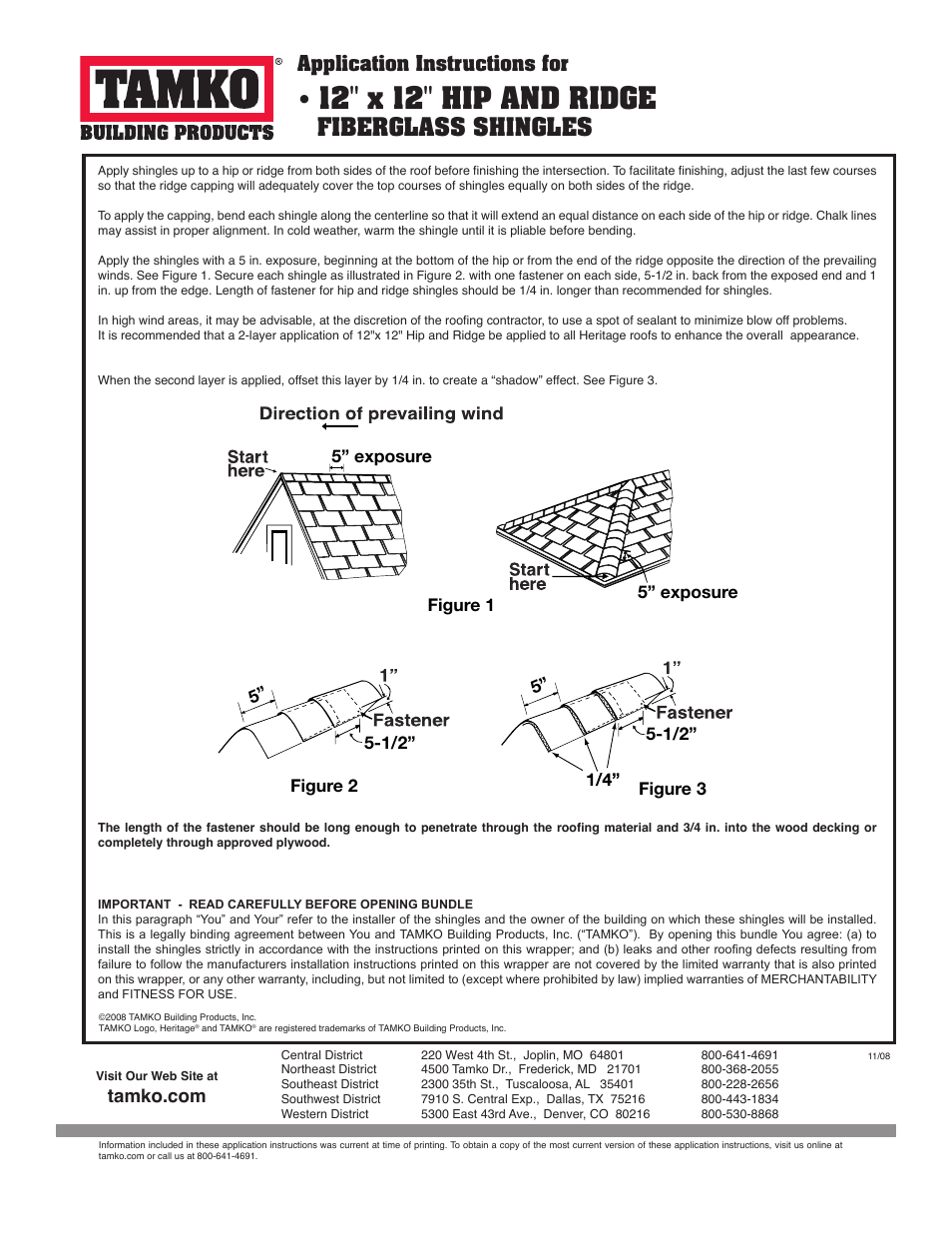 TAMKO 12" x 12" HIP AND RIDGE User Manual | 1 page