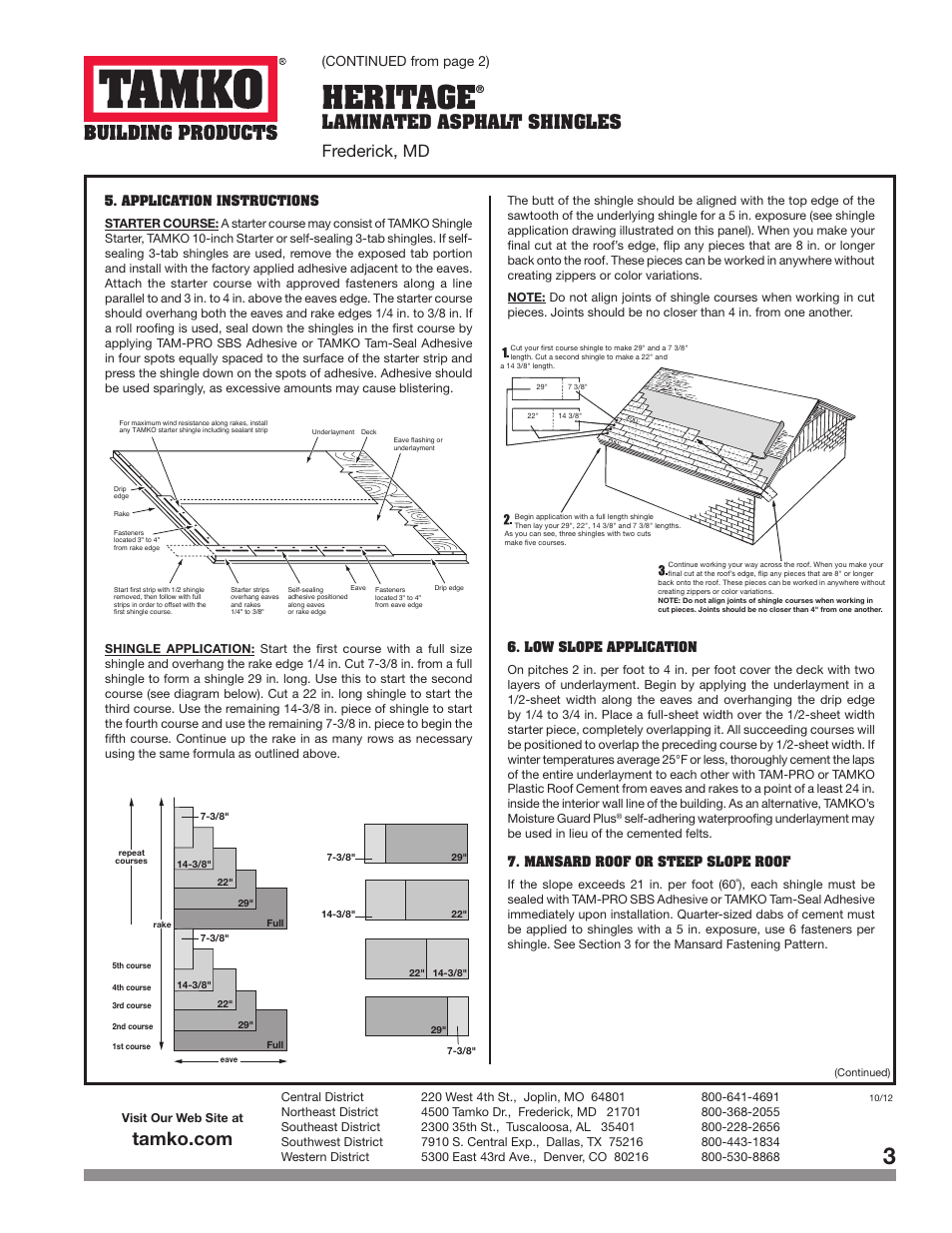 Heritage, Laminated asphalt shingles frederick, md, Continued from page 2) | TAMKO HERITAGE User Manual | Page 3 / 5