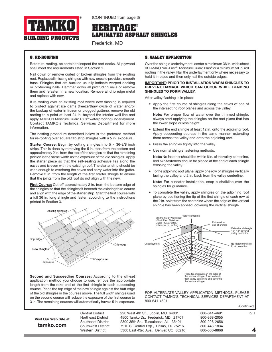 Heritage, Laminated asphalt shingles frederick, md | TAMKO HERITAGE User Manual | Page 4 / 5