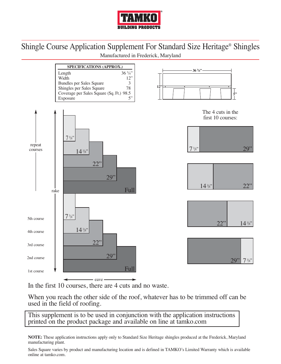 TAMKO HERITAGE User Manual | 2 pages