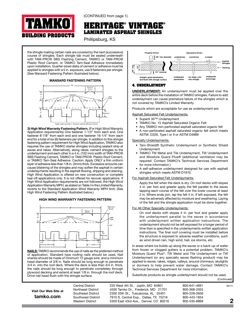 Heritage, Vintage, Laminated asphalt shingles phillipsburg, ks | TAMKO HERITAGE  VINTAGE User Manual | Page 2 / 6
