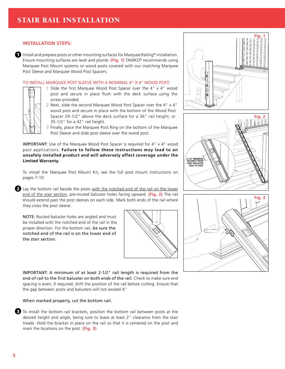 Stair rail installation | TAMKO Marquee Railing User Manual | Page 6 / 12