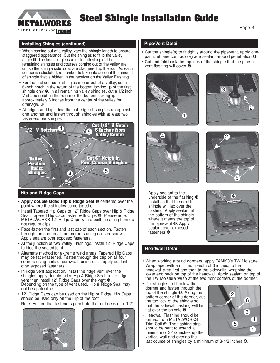 Steel shingle installation guide | TAMKO MetalWorks User Manual | Page 3 / 8