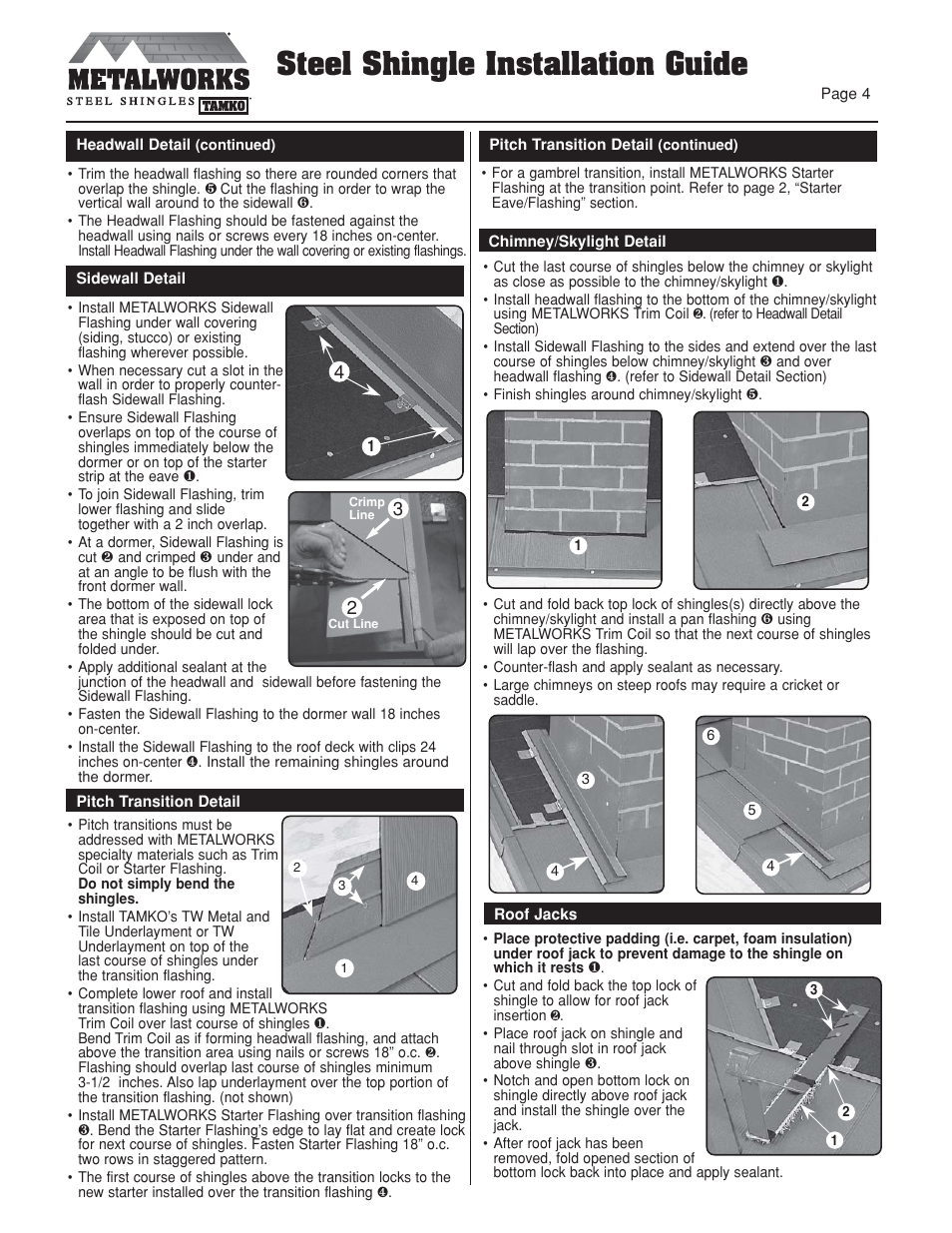 Steel shingle installation guide | TAMKO MetalWorks User Manual | Page 4 / 8