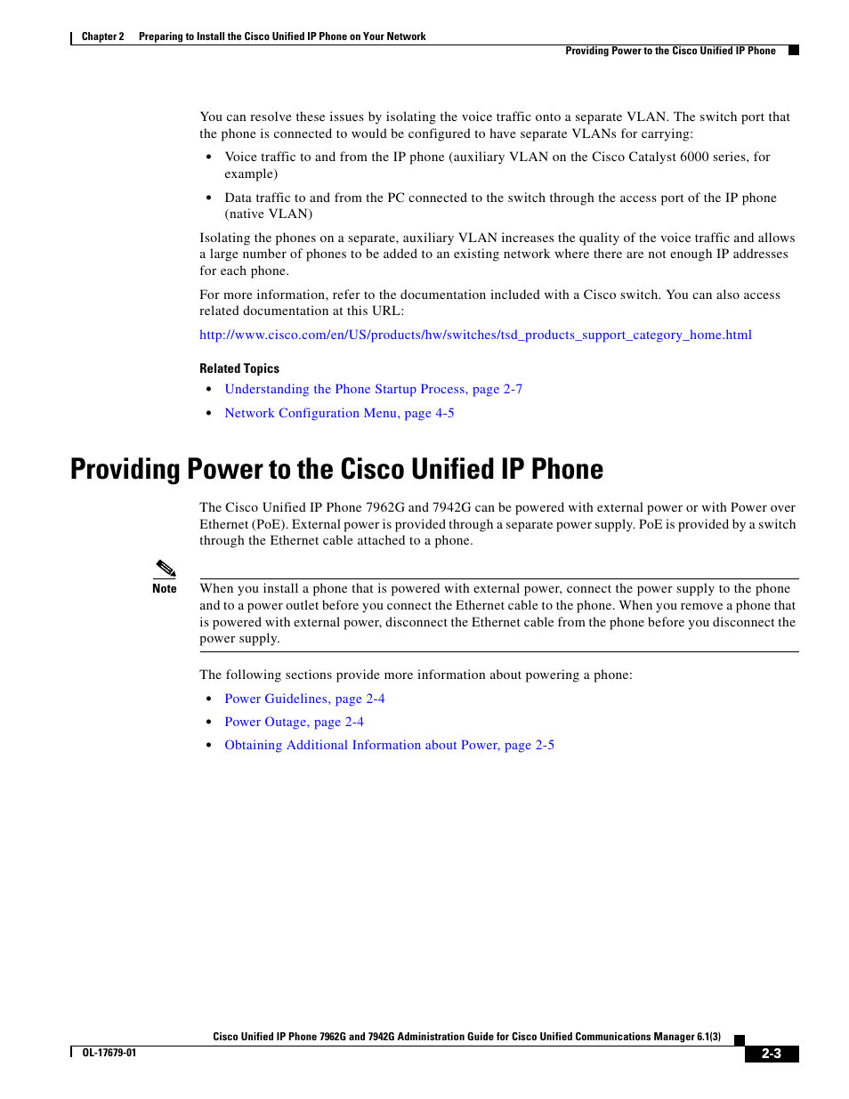 Providing power to the cisco unified ip phone | Cisco IP Phone 7942G User Manual | Page 3 / 14
