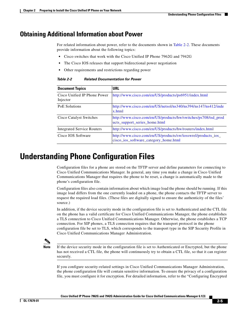 Obtaining additional information about power, Understanding phone configuration files | Cisco IP Phone 7942G User Manual | Page 5 / 14