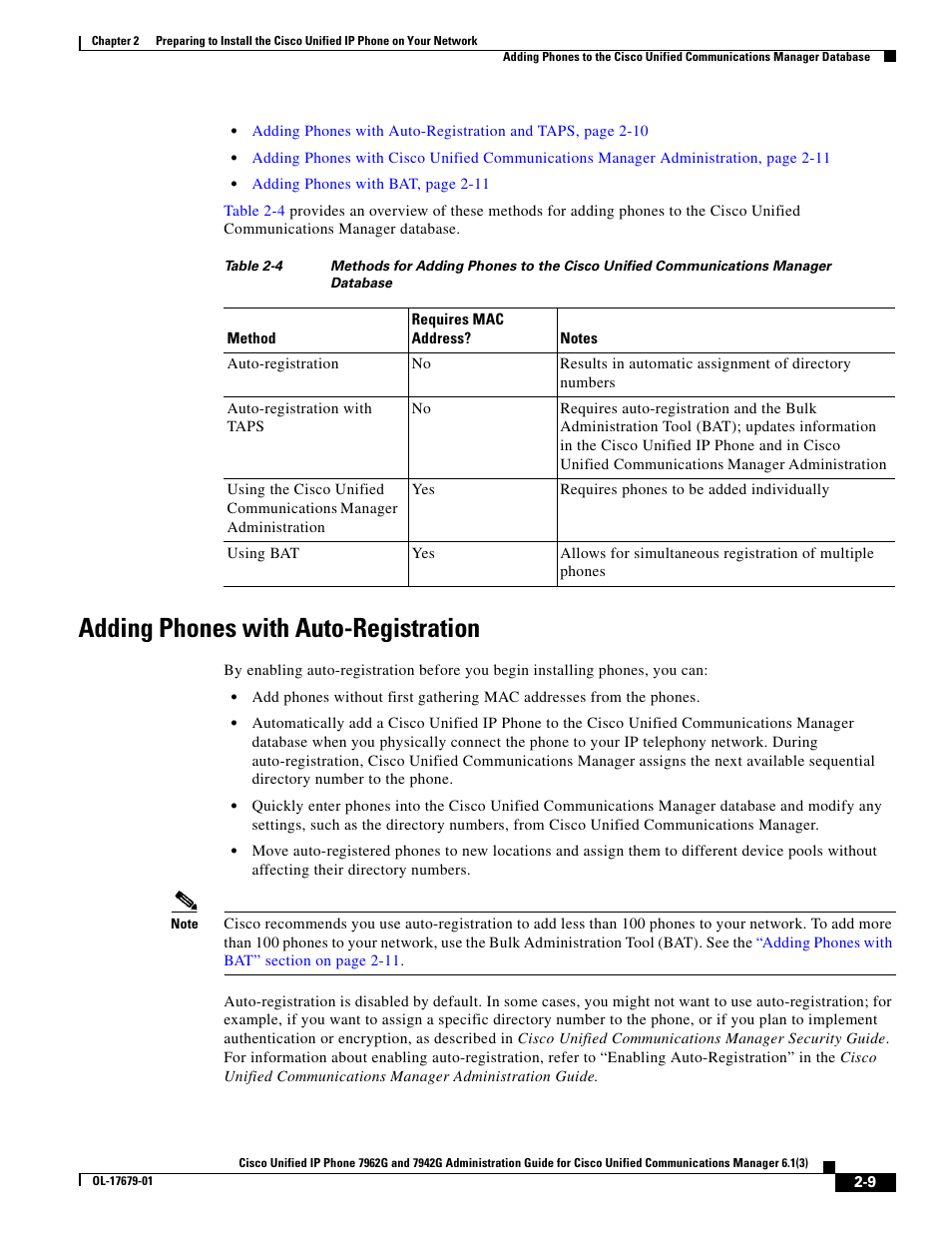 Adding phones with auto-registration | Cisco IP Phone 7942G User Manual | Page 9 / 14