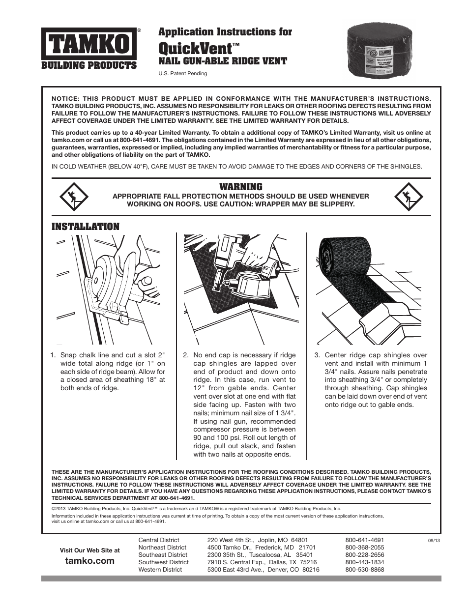 TAMKO QuickVent User Manual | 1 page