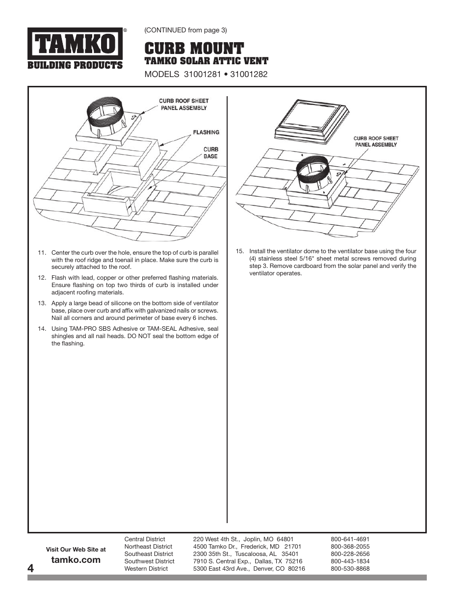 Curb mount | TAMKO Curb Mount User Manual | Page 4 / 8