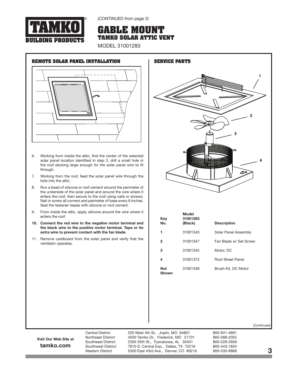 Gable mount | TAMKO GABLE MOUNT User Manual | Page 3 / 8