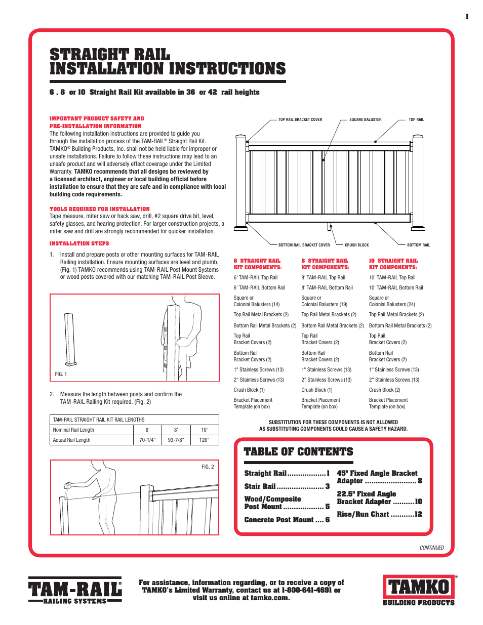 TAMKO TAM-RAIL User Manual | 12 pages
