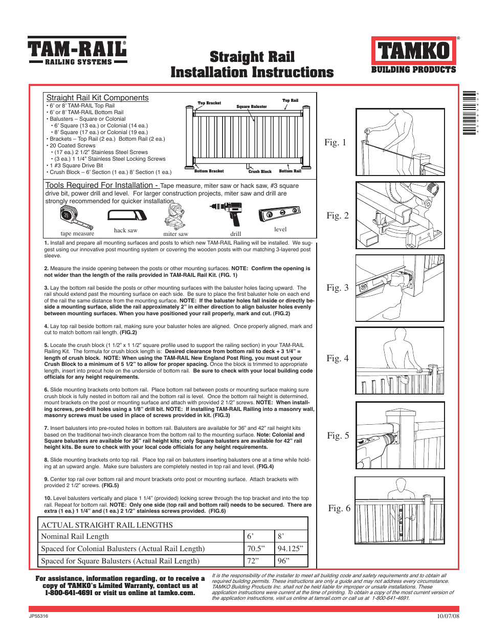 TAMKO TAM-RAIL User Manual | 8 pages