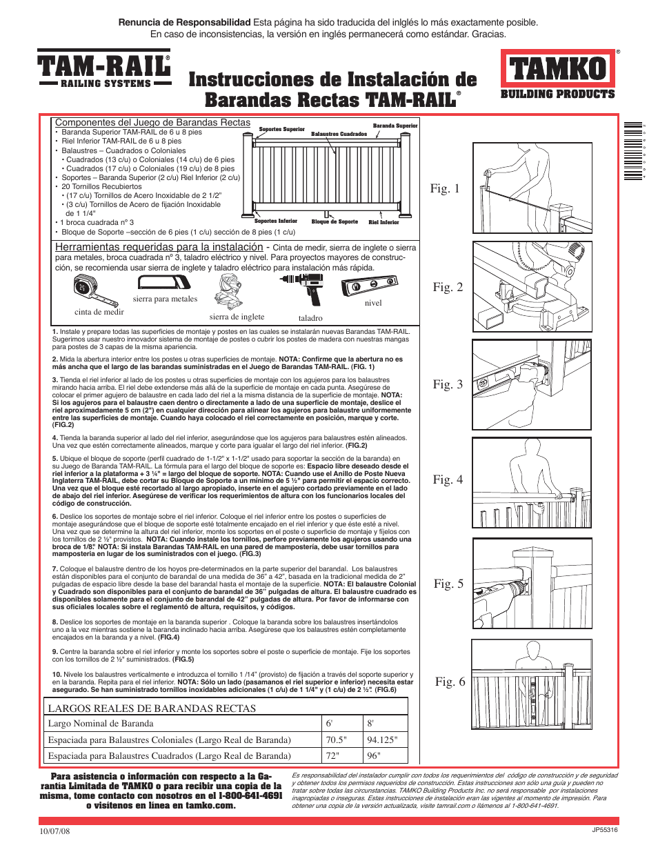Tam-rail | TAMKO TAM-RAIL User Manual | Page 5 / 8