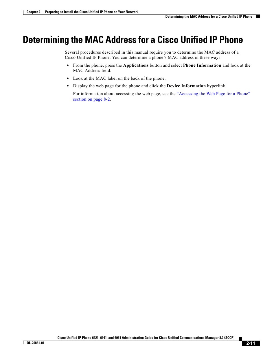 Determining the mac address for a cisco | Cisco 6961 User Manual | Page 11 / 12