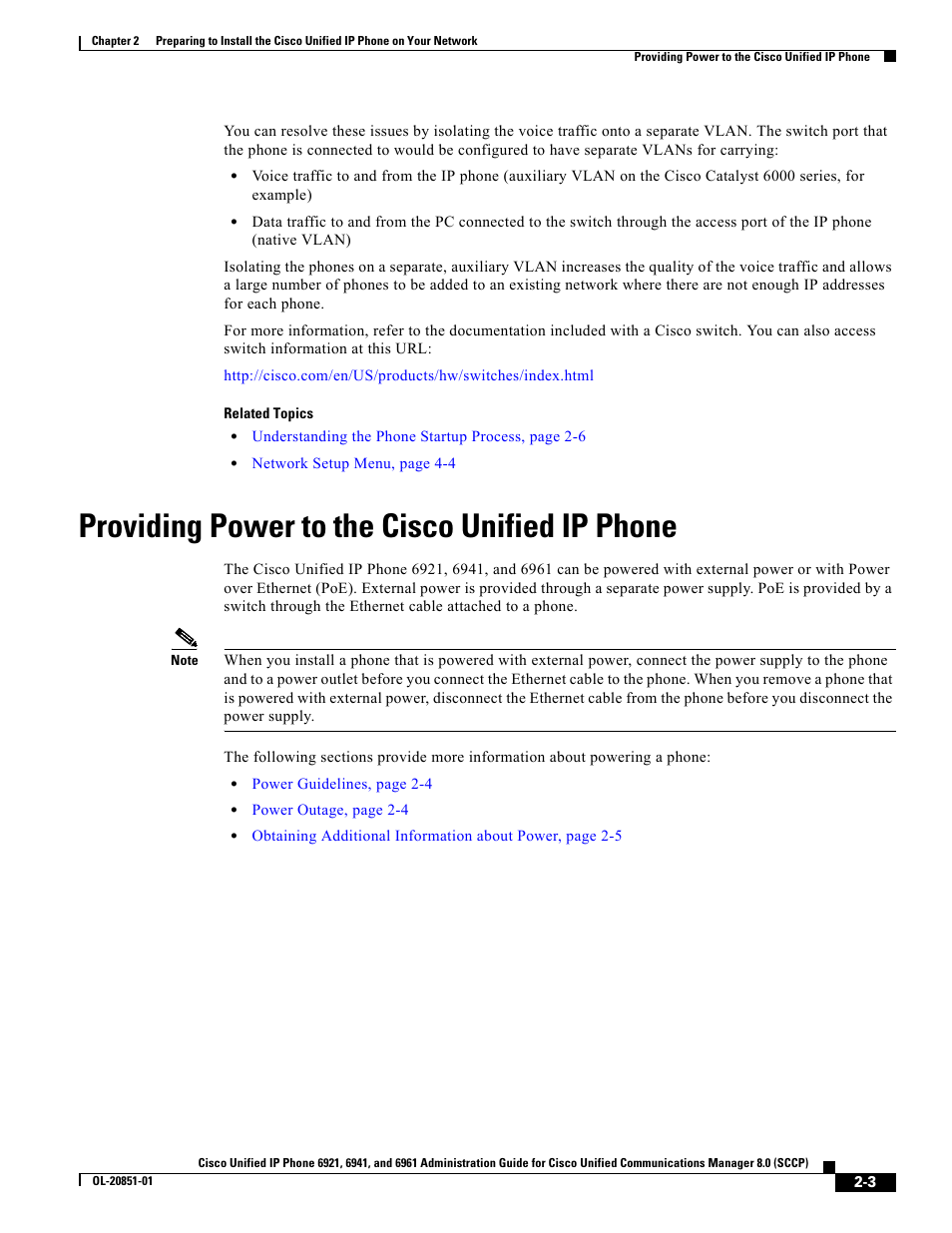 Providing power to the cisco unified ip phone | Cisco 6961 User Manual | Page 3 / 12