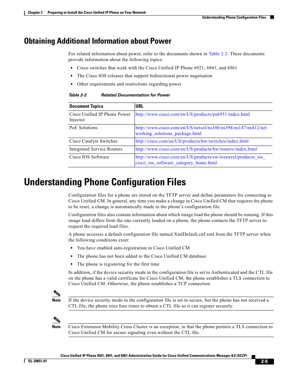 Obtaining additional information about power, Understanding phone configuration files | Cisco 6961 User Manual | Page 5 / 12