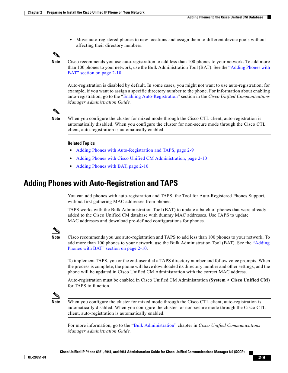 Adding phones with auto-registration and taps | Cisco 6961 User Manual | Page 9 / 12