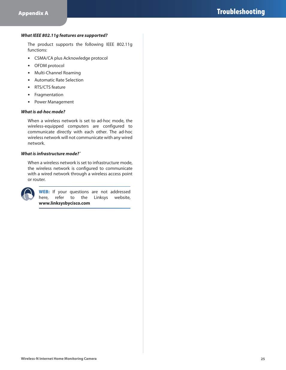 Troubleshooting | Cisco WVC80N User Manual | Page 26 / 66