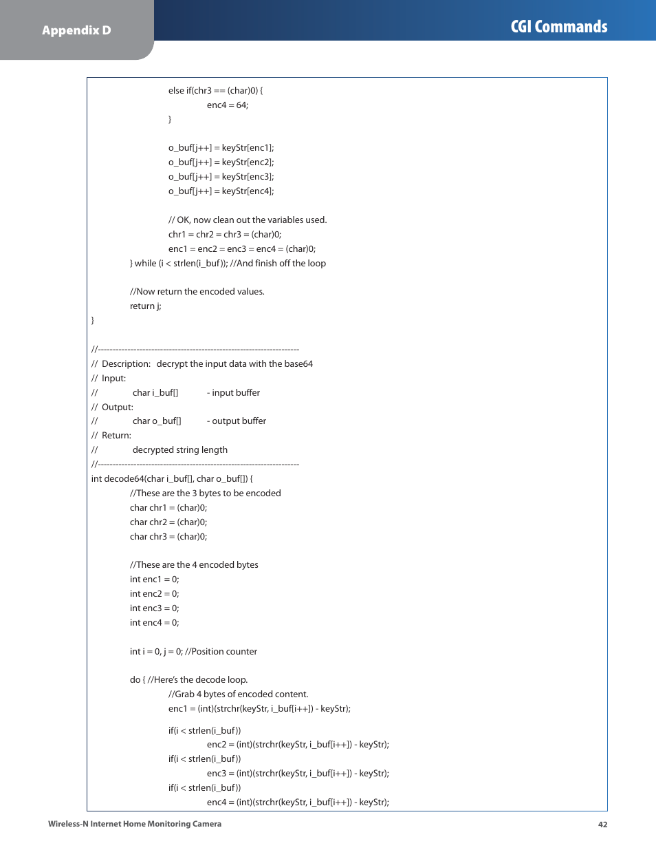 Cgi commands, Appendix d | Cisco WVC80N User Manual | Page 43 / 66