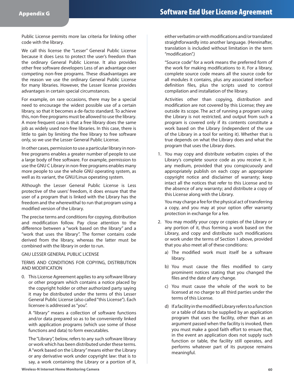 Software end user license agreement | Cisco WVC80N User Manual | Page 61 / 66