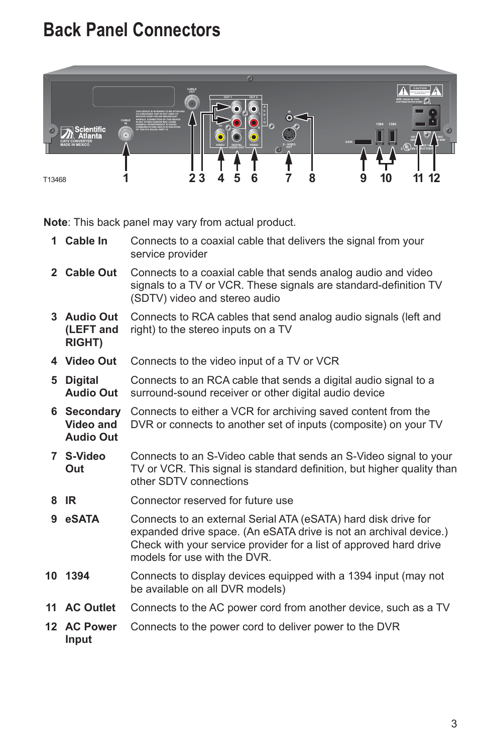 Back panel connectors | Cisco Explorer 8300 User Manual | Page 9 / 20