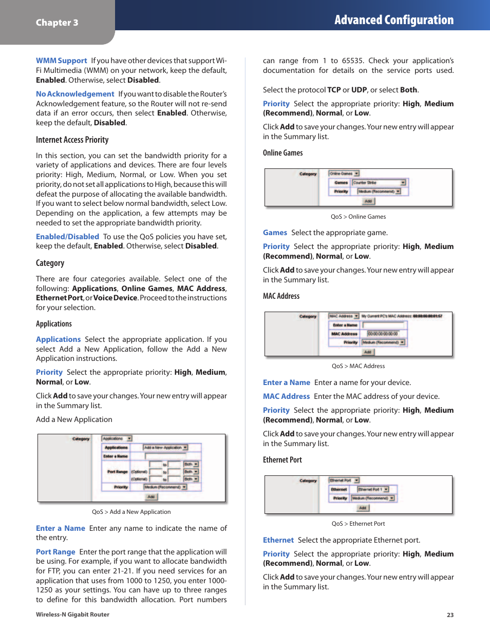 Advanced configuration | Cisco WRT310N User Manual | Page 24 / 53