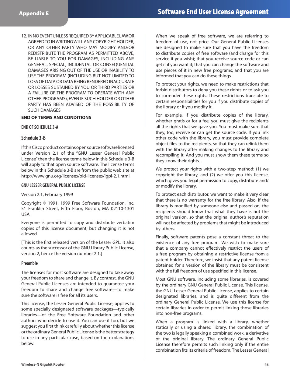 Software end user license agreement | Cisco WRT310N User Manual | Page 47 / 53